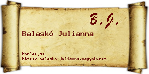 Balaskó Julianna névjegykártya